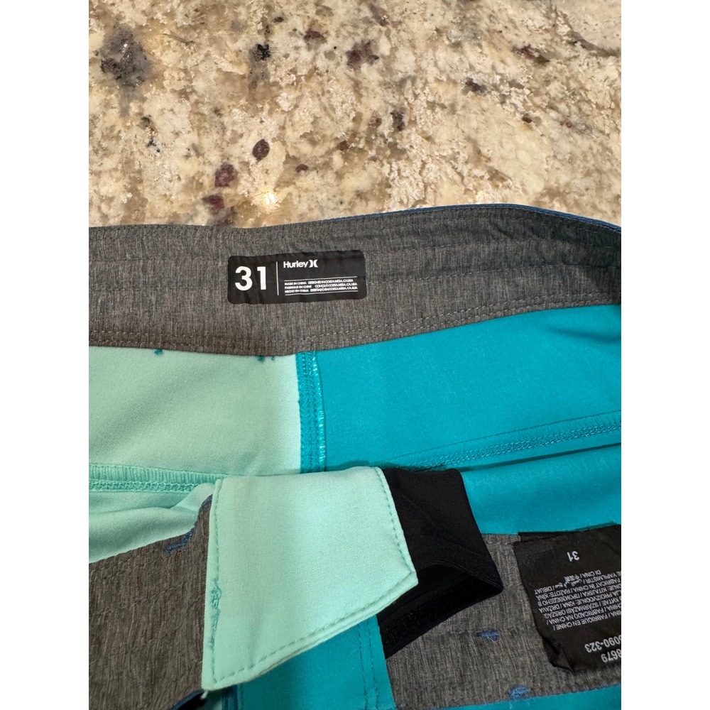 Hurley Phantom Mens 31 Board Shorts Teal Aqua Colorblock CJ5090-323 Surf Trunks - Picture 5 of 11